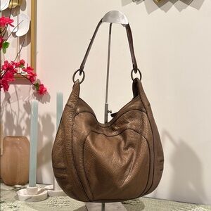Banana Republic shiny copper color Leather Hobo Bag